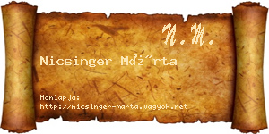 Nicsinger Márta névjegykártya