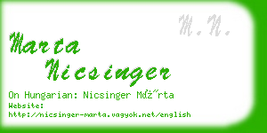 marta nicsinger business card